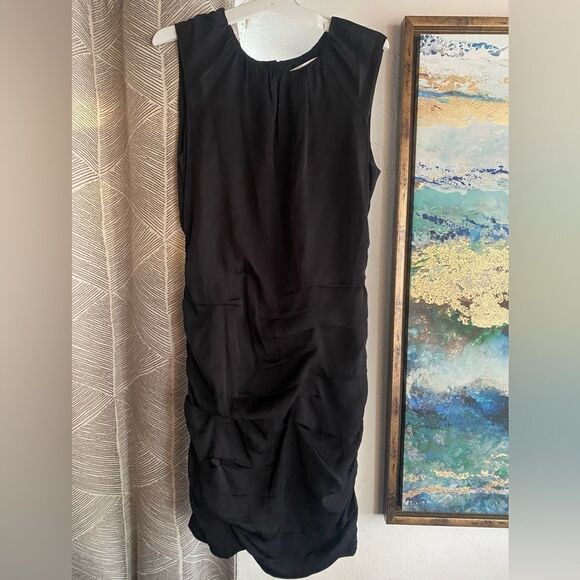 Diane Von Furstenberg Dresses & Skirts - Diane Von Furstenberg Mini Dress Sz 6 Black Ruched Sleeveless Pencil Dress Zip
